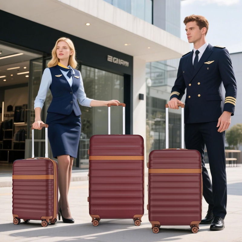 28 Inch Expandable Hardside Luggage ABS PC TSA Lock Suitcase Burgundy1