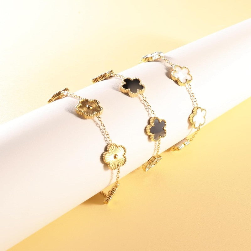 3Pcs 18K Gold Four Leaf Clover Bracelet Set Lucky Gift for Women7