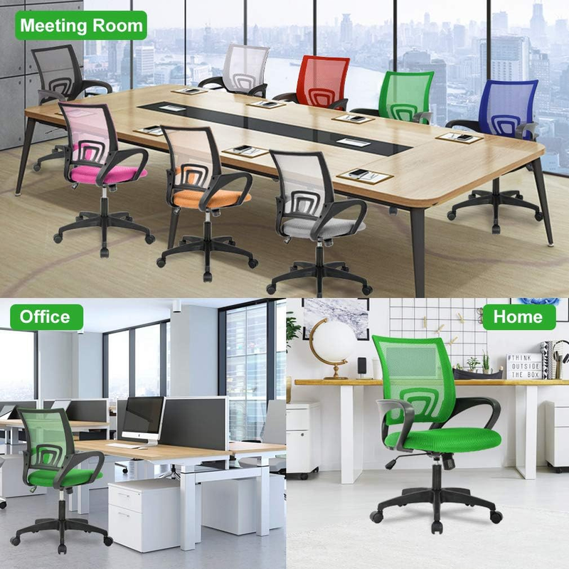 Ergonomic Office Chair Mid Back Swivel Desk Chair Lumbar Support Green7