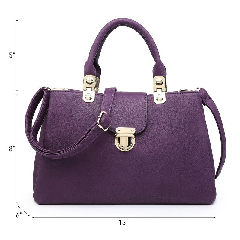 Women Satchel Handbag Vegan Leather Top Handle Medium Tote Shoulder Bag3