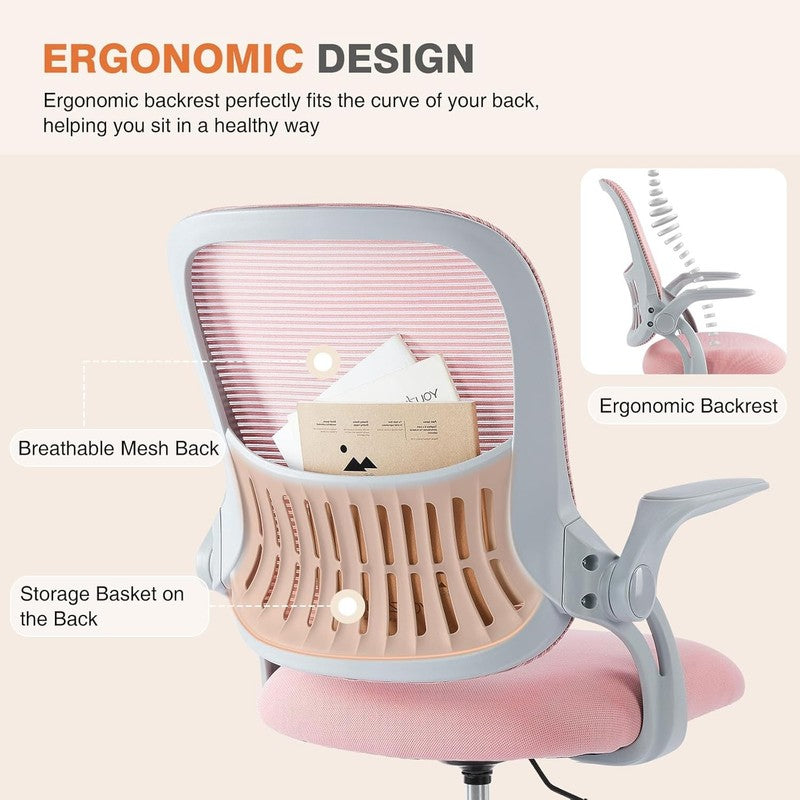 Ergonomic Mesh Office Chair Swivel Mid-Back Lumbar Support Flip-Up Arms4