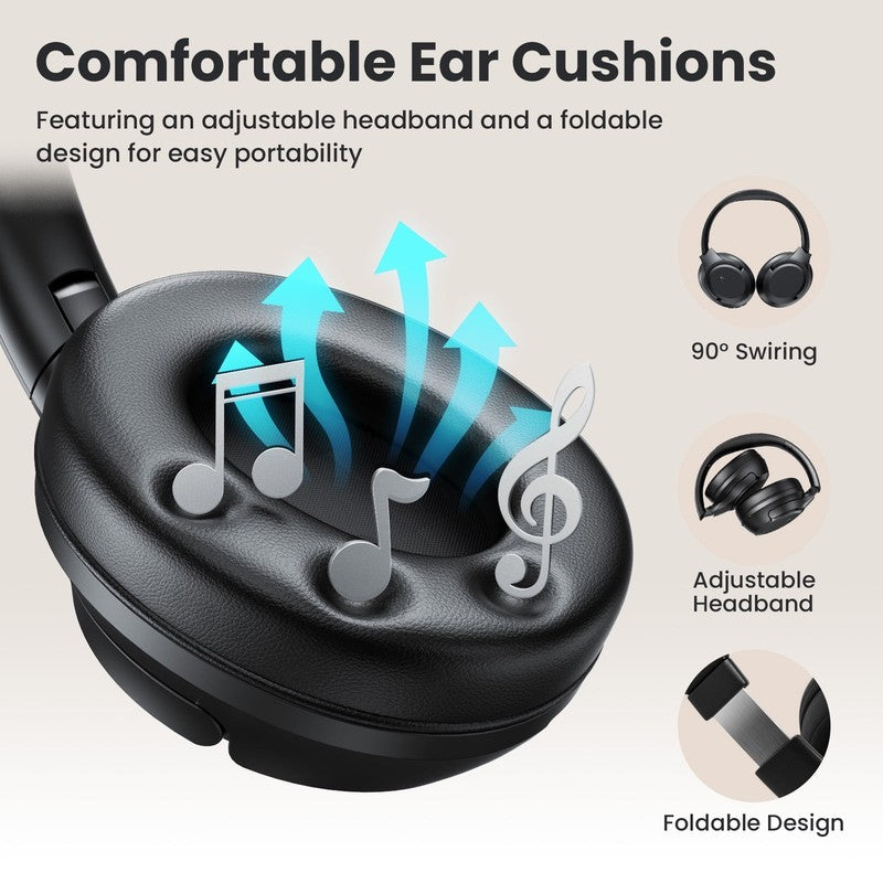 Noise Canceling Headphones, Wireless Bluetooth Headphones with Clear Mic, Comfor4