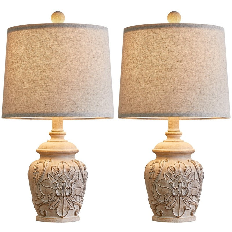Set of 2 18.75" Rustic Retro Farmhouse Table Lamps Resin for Bedroom7