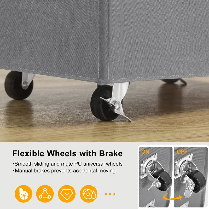 90L Rolling Laundry Hamper w/ Lid & Wheels, Collapsible Basket – Gray, 27.6"5