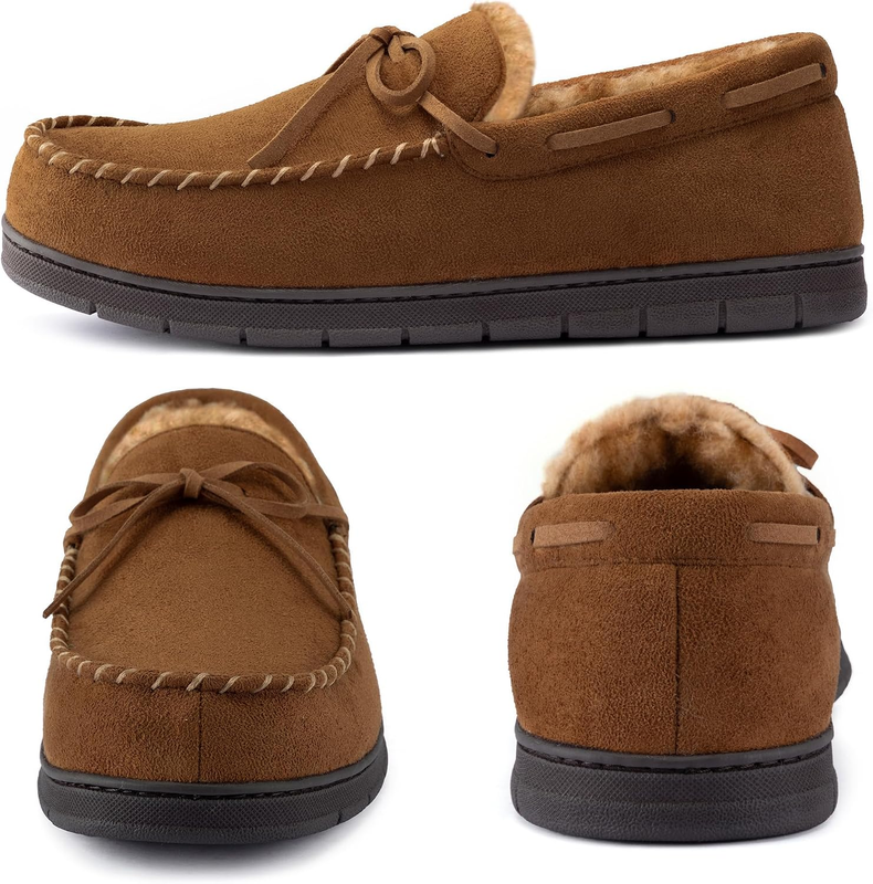 Mens Luke Moccasin Slippers Memory Foam House Shoes Indoor Outdoor3