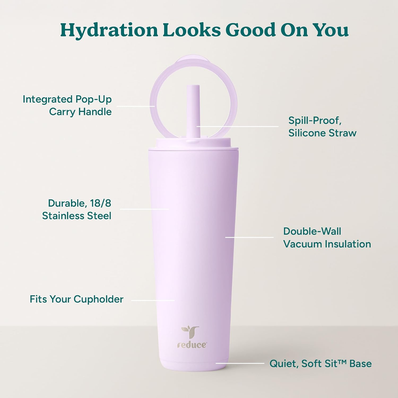 24oz Stainless Steel Insulated Tumbler Spill Proof Flip Lid Cold 32H Lilac Bud3