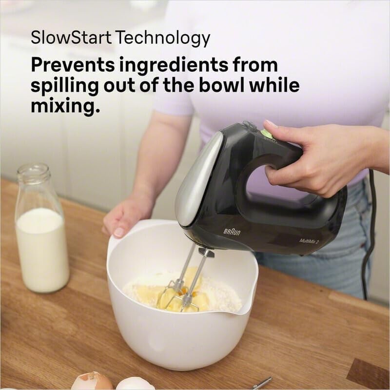Multimix 2 Hand Mixer – Black with Beaters, Dough Hooks & Accessory Bag1