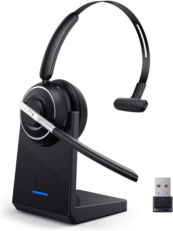 Bluetooth Wireless Headset V5.2 for PC w/ USB Dongle Noise Cancel Mic Black7