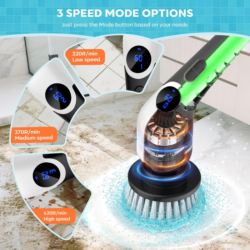 Electric Spin Scrubber,Cordless Cleaning Brush,Shower Cleaning Brush with 8 Repl4