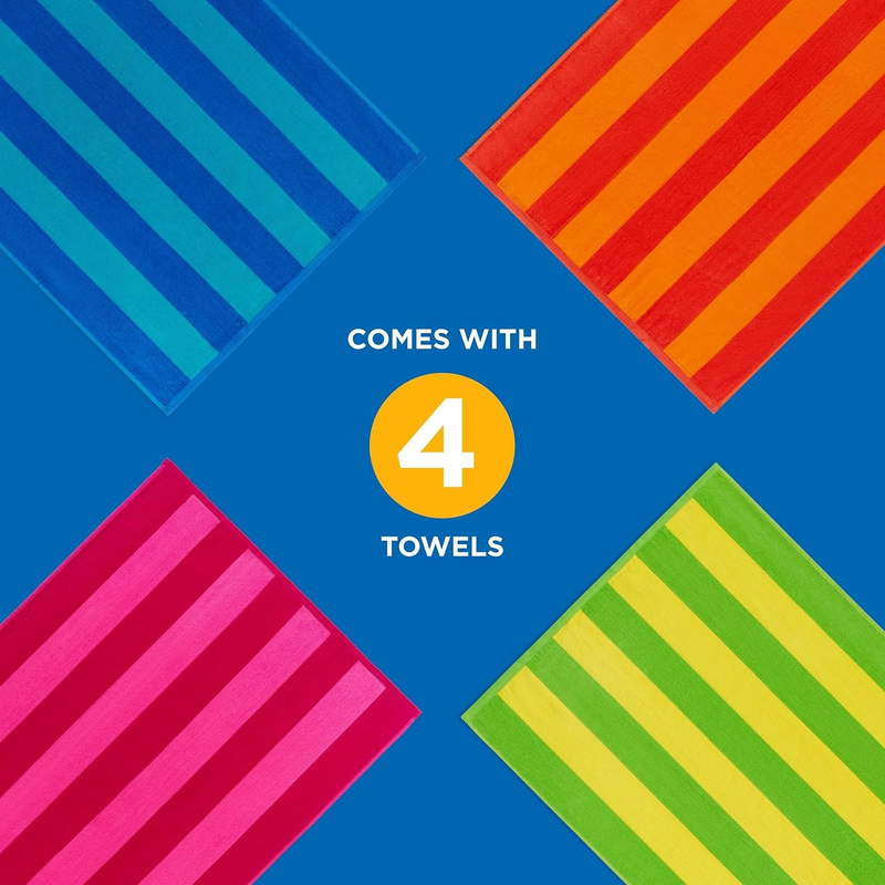 Kaufman - Soft Oversized Beach Towels in Bulk | 29" X 58" Velour Striped Towel |6
