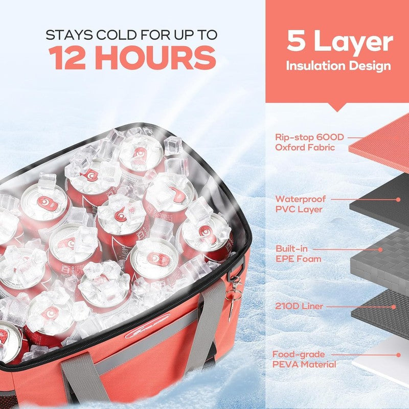 Collapsible Soft Cooler Bag 35 Cans Leakproof Beach Camping Cooler2