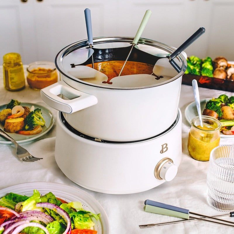 3 Qt Electric Fondue Set with Bonus 2 Qt Ceramic Pot, White Icing by Drew Barrym6