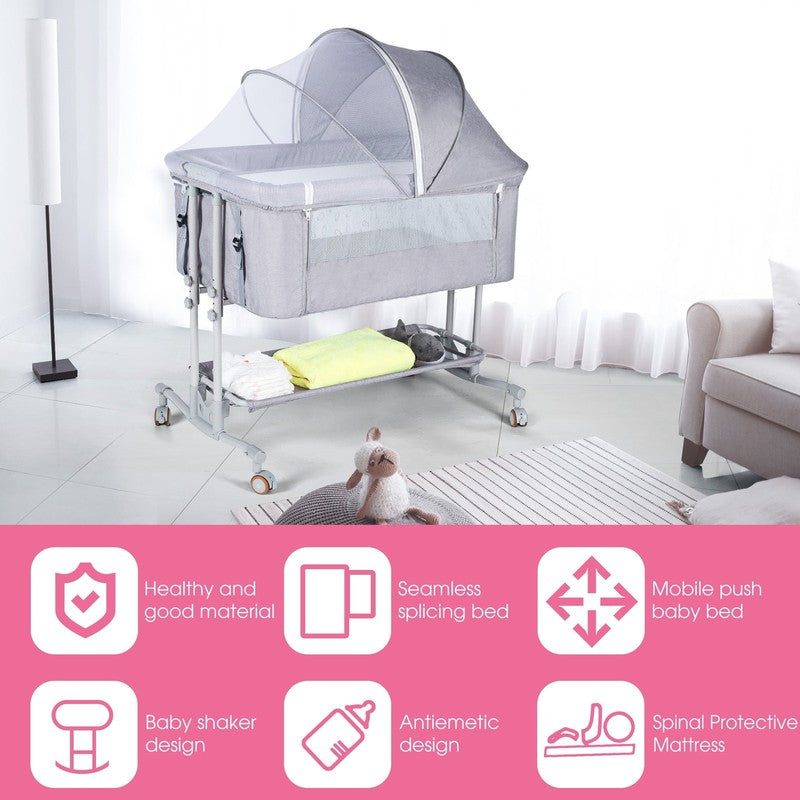 Baby Bassinet Bedside Sleeper Bassinet for 0 5 Months Baby Unisex (Light Grey)6