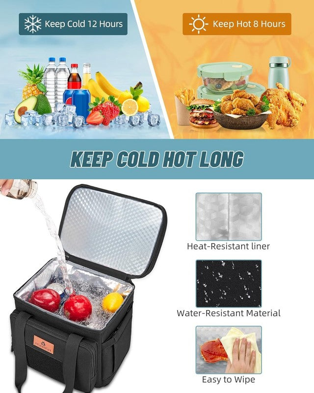 Large Expandable Insulated Lunch Bag Cooler 16L/24 Cans Black3
