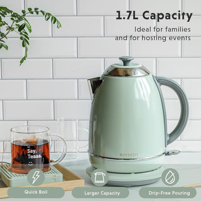 Electric Kettle 1.7L 1440W Stainless Steel Cordless Auto Shut Off Arctic Green2