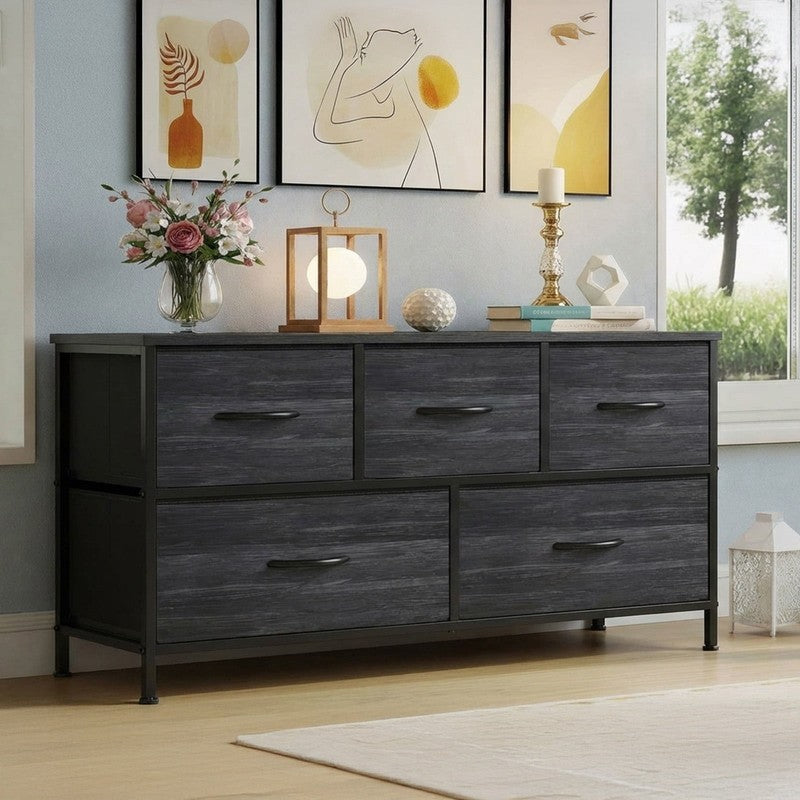 5 Drawers Fabric Dresser for Bedroom, Drawer Organizer Storage Cabinet for Close4