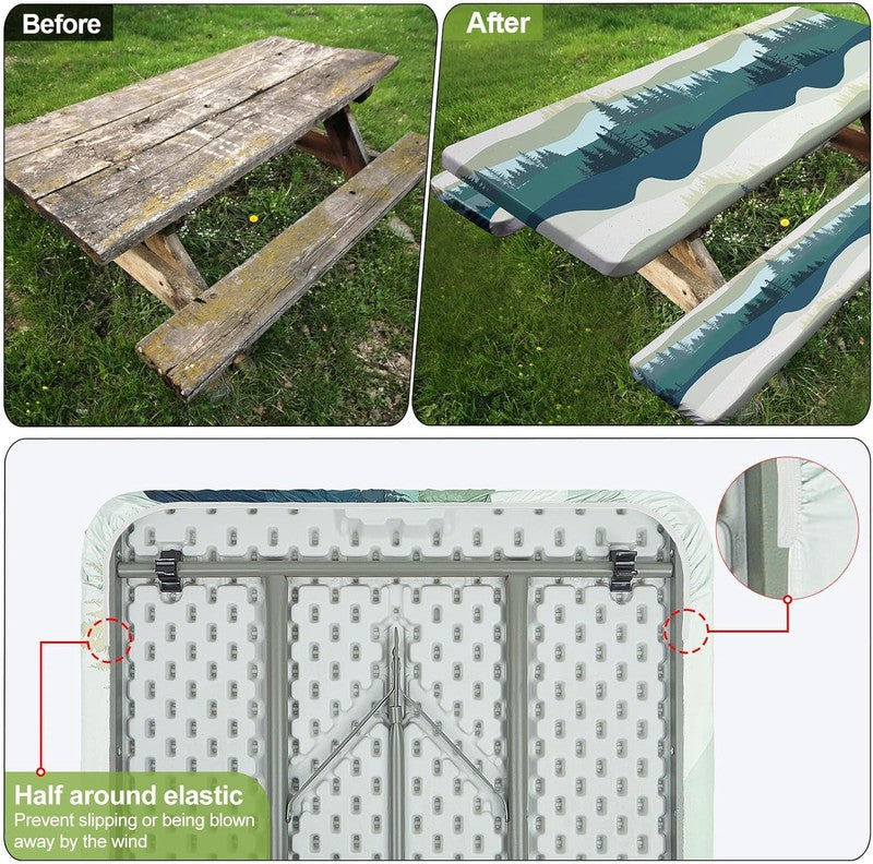 Picnic Table Cover with Bench Covers Camping Essentials Waterproof Windproof Cam5