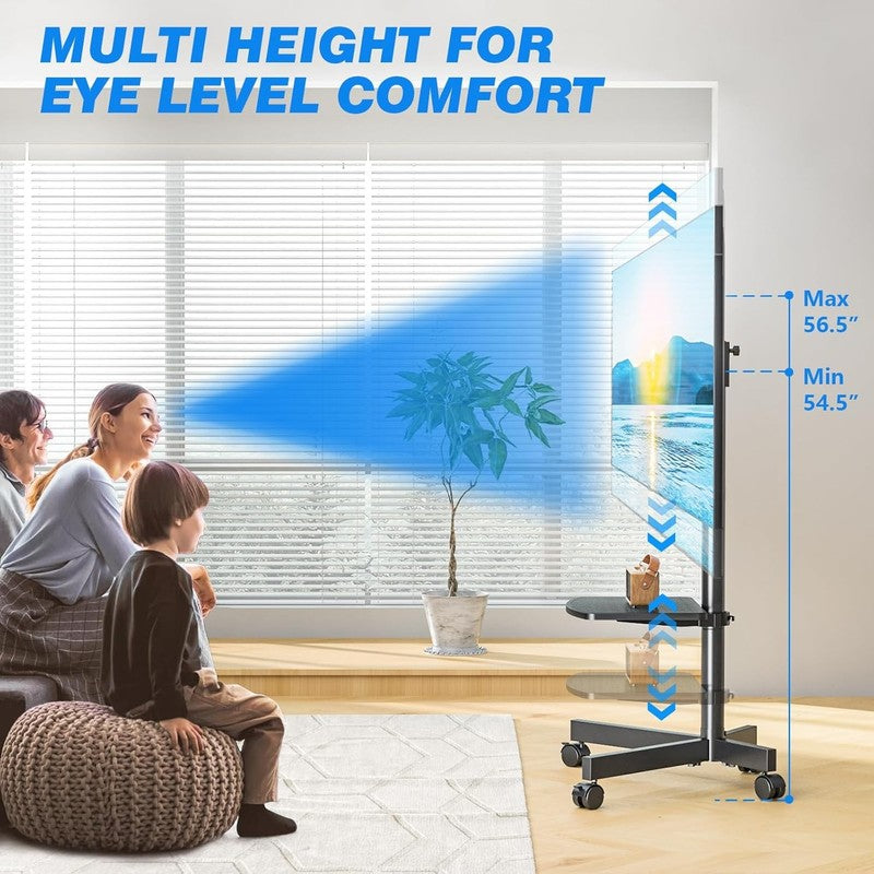 Rolling TV Stand with Shelf for 23–60" TVs, Height Adjustable Mobile Cart2