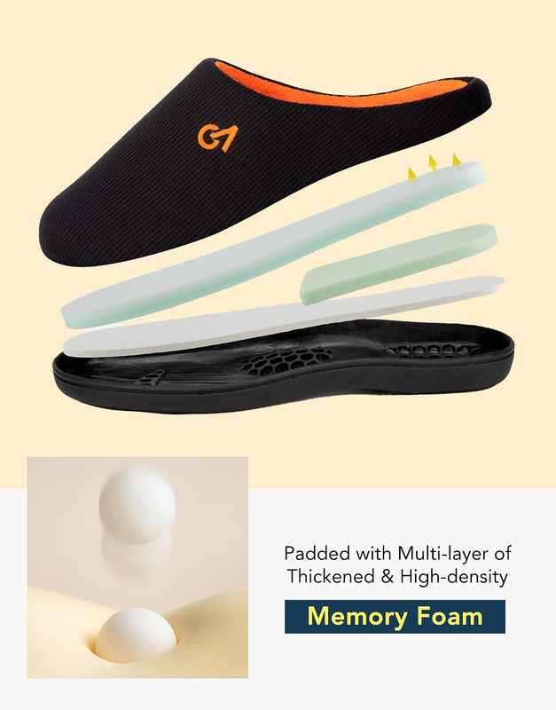 Men'S Two Tone Memory Foam House Slippers Indoor Outdoor Durable Rubber Sole5