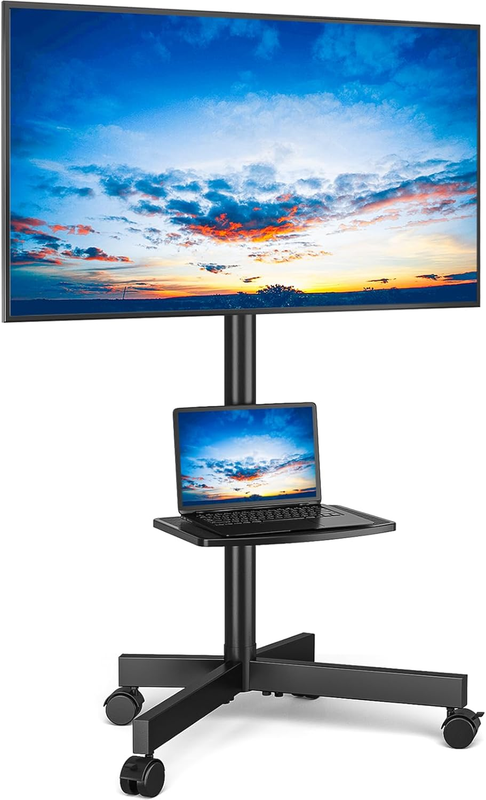Mobile TV Stand with Wheels for 23–60" TVs up to 88 lbs, Shelf & Tilt10