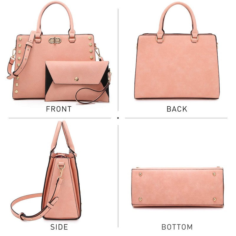 Women Satchel Handbag Shoulder Tote Work Bag with Matching Wallet2