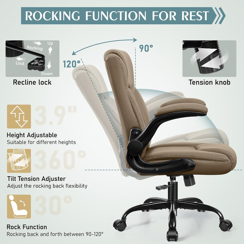 PU Leather Office Chair Ergonomic Swivel Desk Gaming Chair Wheels6
