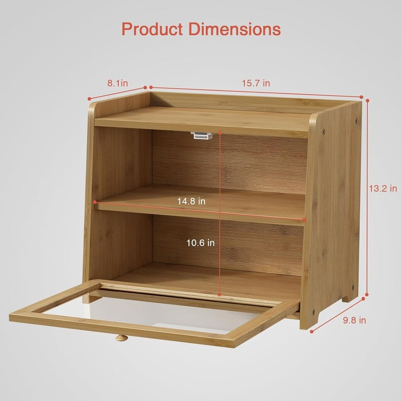 Bamboo Bread Box Wooden Counter Organizer for Bread Coffee Spices Snacks1