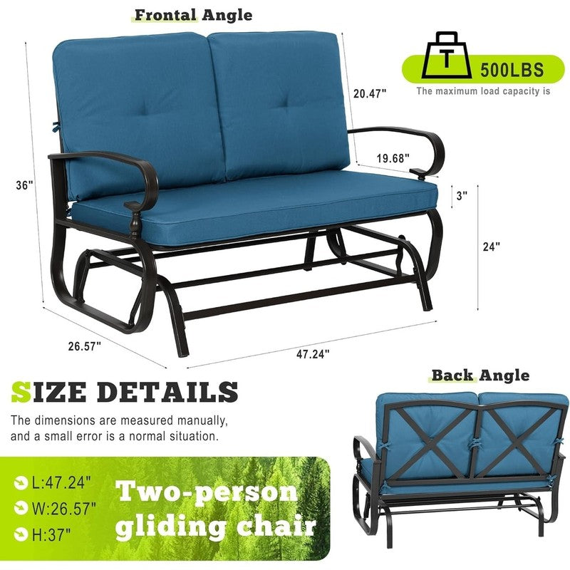 Nista 2-Person Patio Glider Bench Rocker Chair for Outdoor Relaxation2