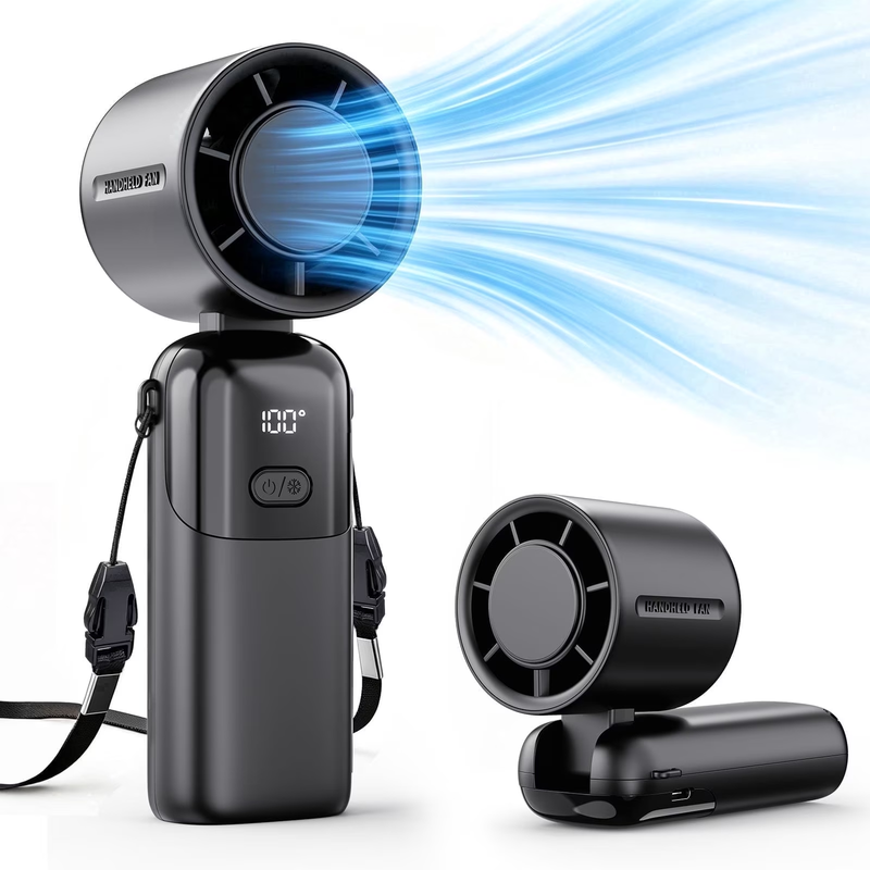 Handheld Fan 5000mAh Foldable 3 in 1 Personal Fan 5 Speed Black0
