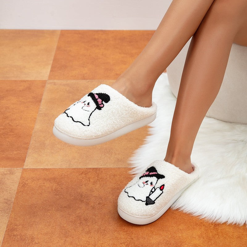 Halloween Ghost Slippers for Family Plush Comfy Warm Shoes Men Women9
