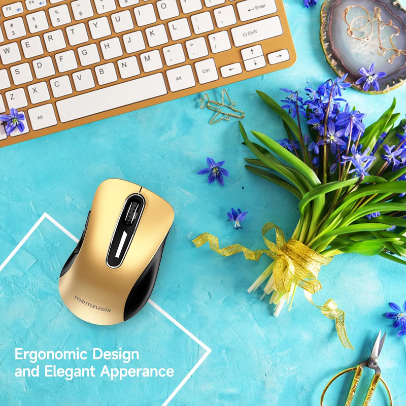 2.4G Wireless Mouse 1400 DPI 5 Button USB Receiver for PC Laptop Gold3