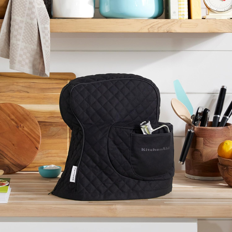 KitchenAid Tilt Head Stand Mixer Cover Quilted Cotton Storage Pocket Black1