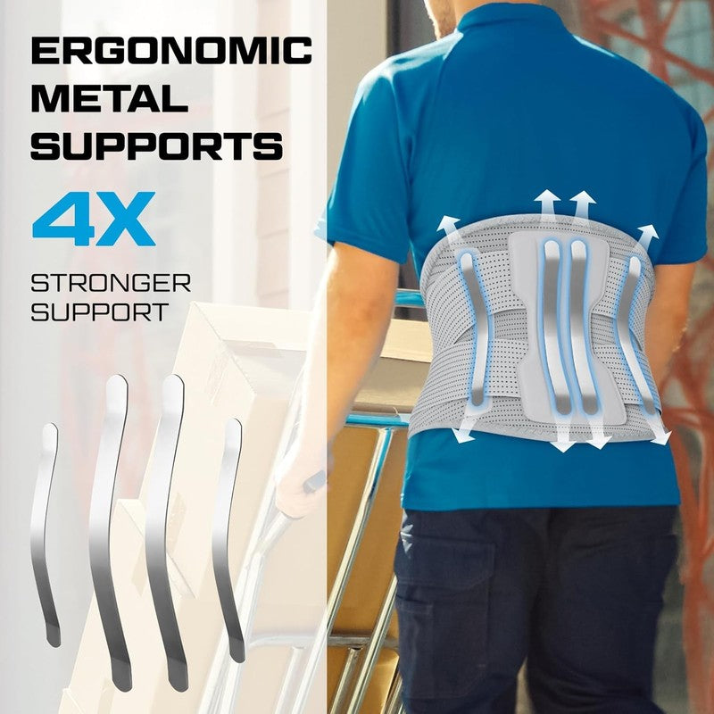 Compression Back Brace Medium Gray –  Lumbar Support for Pain & Sciatica3