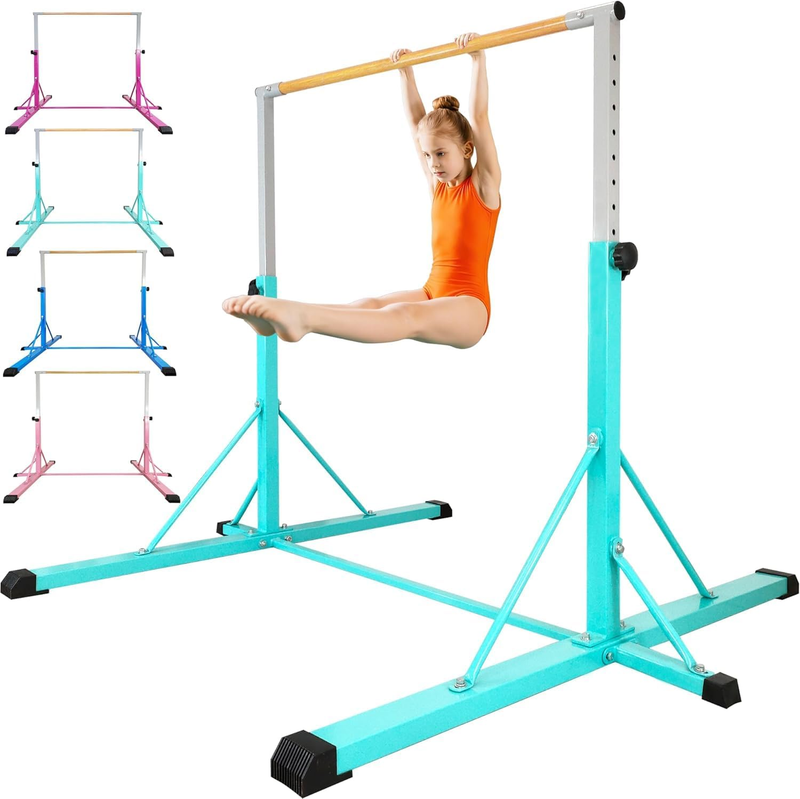 Adjustable Kid Gymnastics Bar 35"-60" 4FT Base Fiberglass Crossbar Home Training4