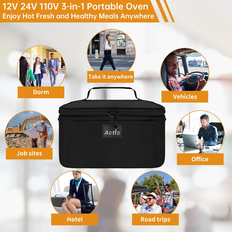Portable Electric Lunch Box Food Warmer 12V/24V/110V Car Oven Black6