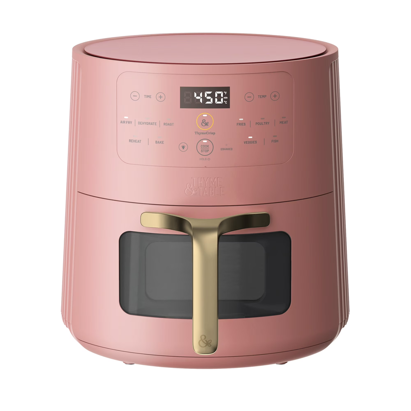 6QT Air Fryer with Thymecrisp Ceramic Nonstick Basket Faded Rose0
