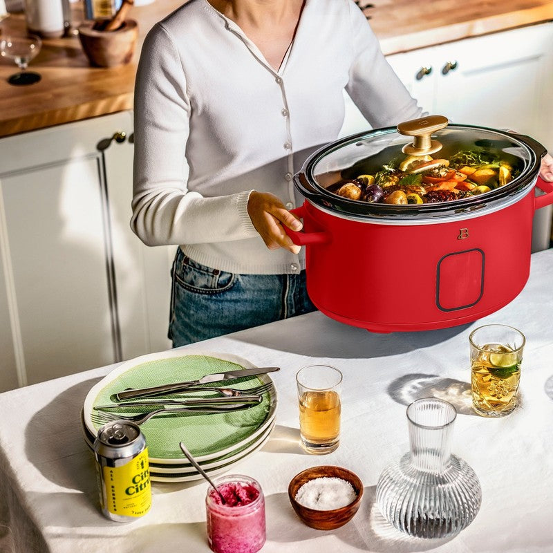 6 Qt Programmable Slow Cooker, Tomato Red by Drew Barrymore5
