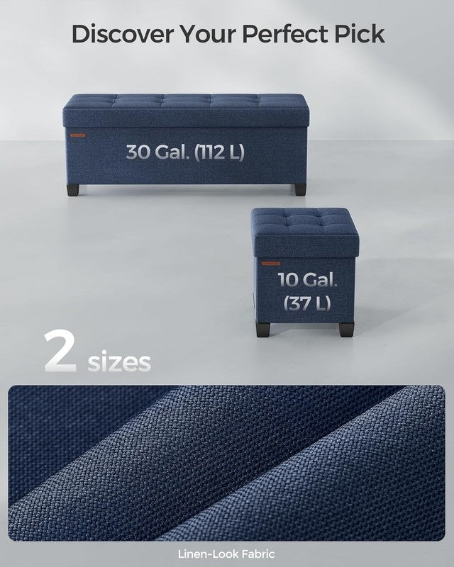 Foldable Storage Ottoman Bench Foot Rest 43'' Bedroom Living Room Midnight Blue5