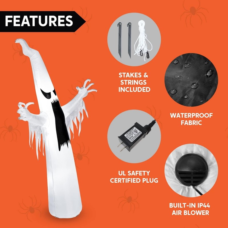 12Ft Halloween Ghost Inflatable w/ LEDs Outdoor Yard Blow Up Decoration4