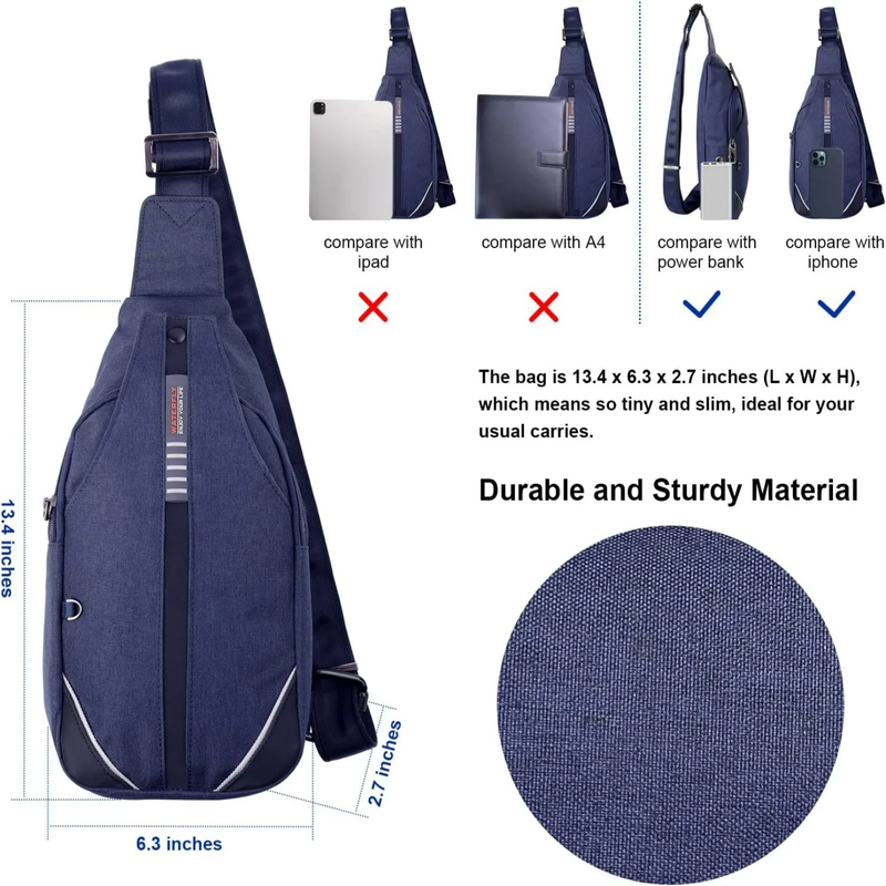 Unisex anti Theft Travel Hiking Walking Sling Cross Body Shoulder Chest Bag3