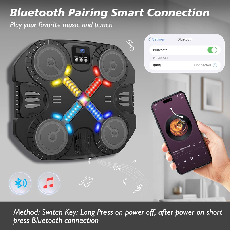 Music Boxing Machine Bluetooth Punching Target Wall Mount w/ Gloves Toy1