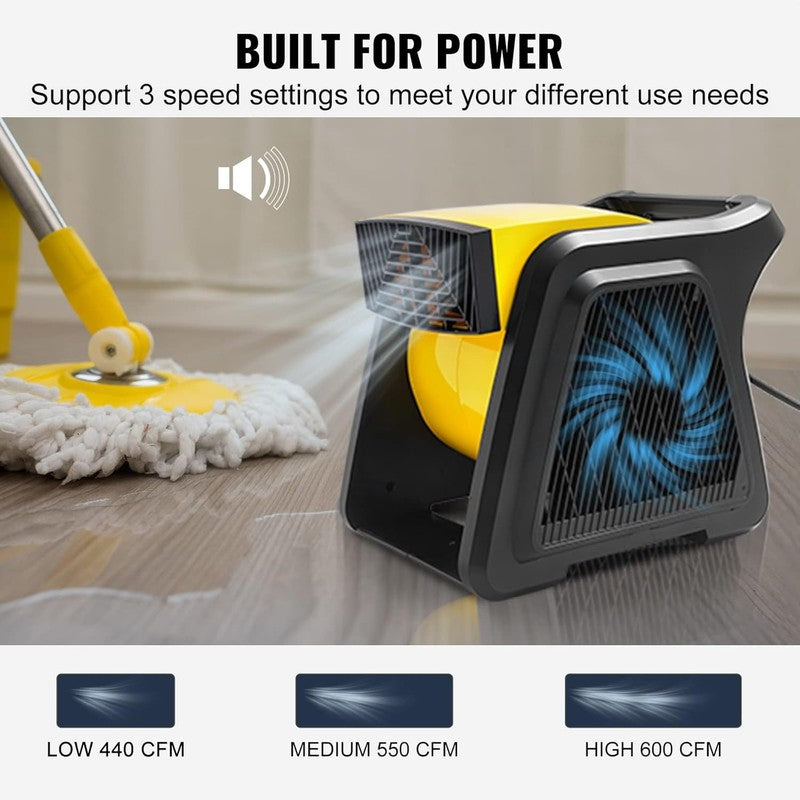 600CFM Pivoting Utility Fan High Velocity Air Mover Floor Blower Carpet Dryer2