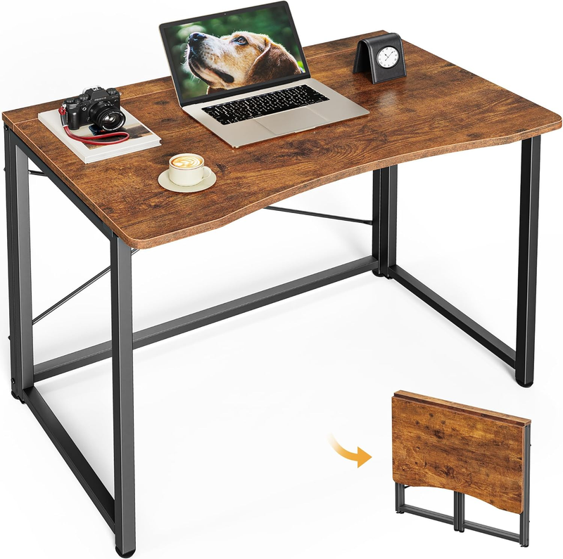 31.5" Folding Desk Rustic Brown   Small Space, Home Office, Easy Fold Design9