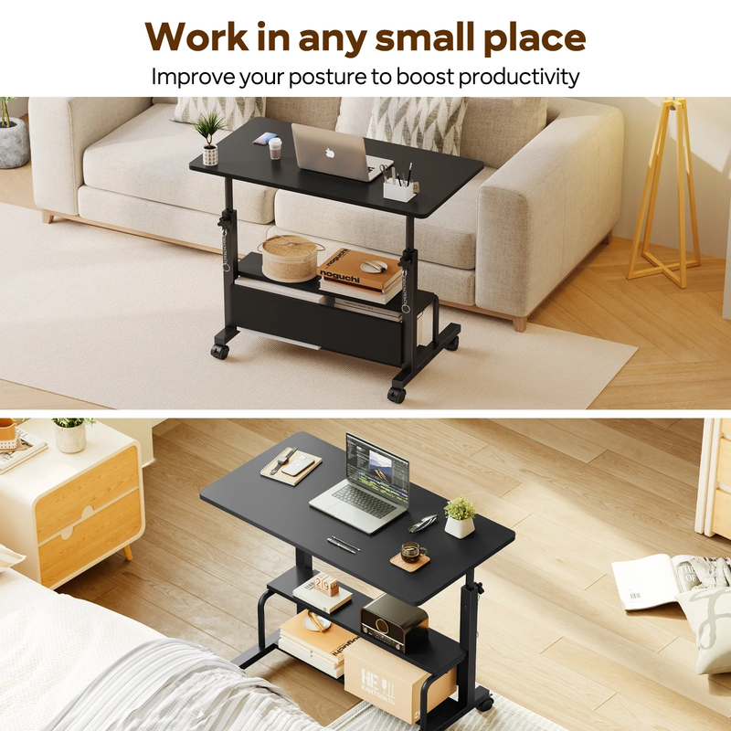 Height Adjustable Desk Standing Desk Small Desk for Small Spaces, Mobile Rolling4