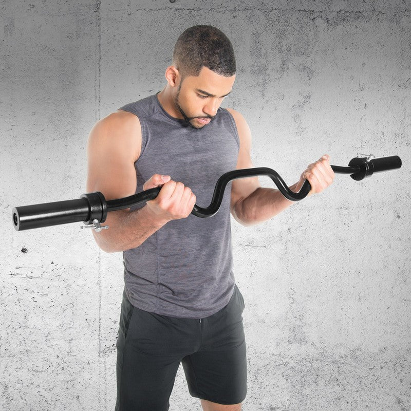 Barbell 48 In. Olympic Super Curl Weight Bar, Black4