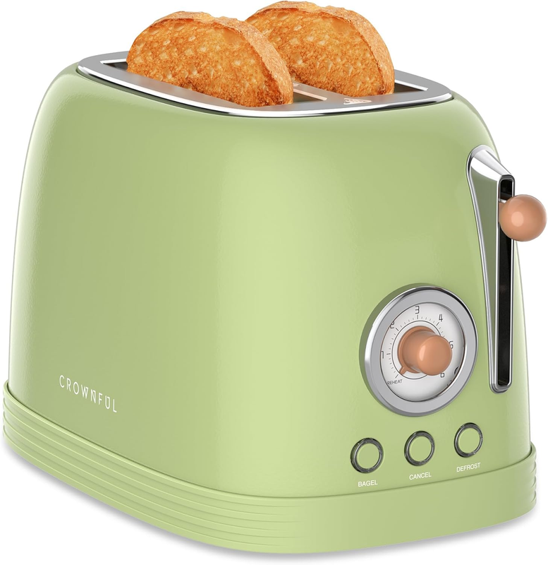 Retro 2-Slice Toaster Green - Wide Slots, Bagel, Defrost, Cancel, 6 Shade7