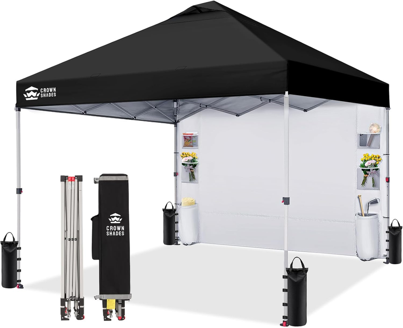 Crown Shades 10x10 Outdoor Pop Up Canopy Tent Easy Setup Sun Shelter Black11