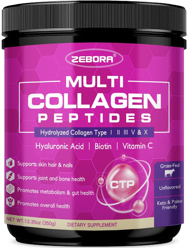 Multi Collagen Peptides Powder with Hyaluronic Acid, Biotin & Vitamin C9