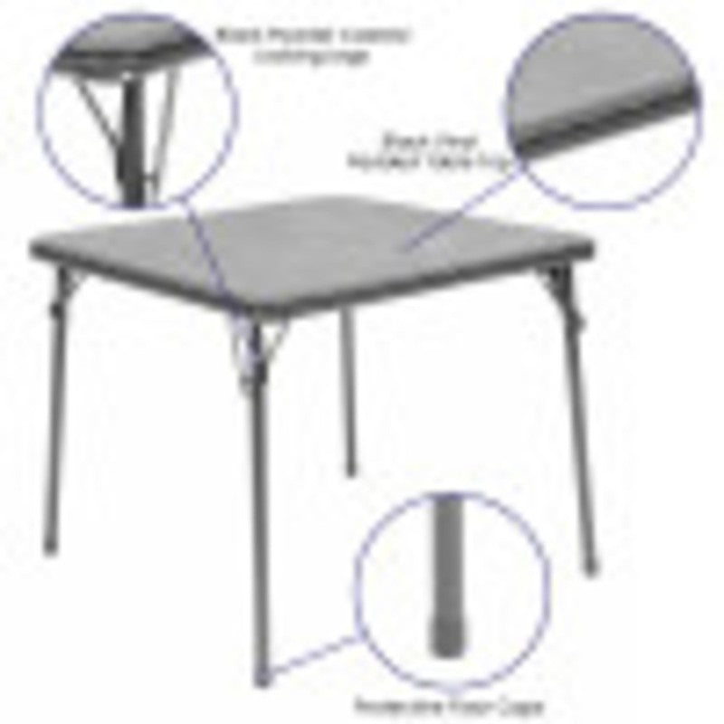 Mindy Kids 5-Piece Folding Square Activity Table and Chairs Set, Gray2