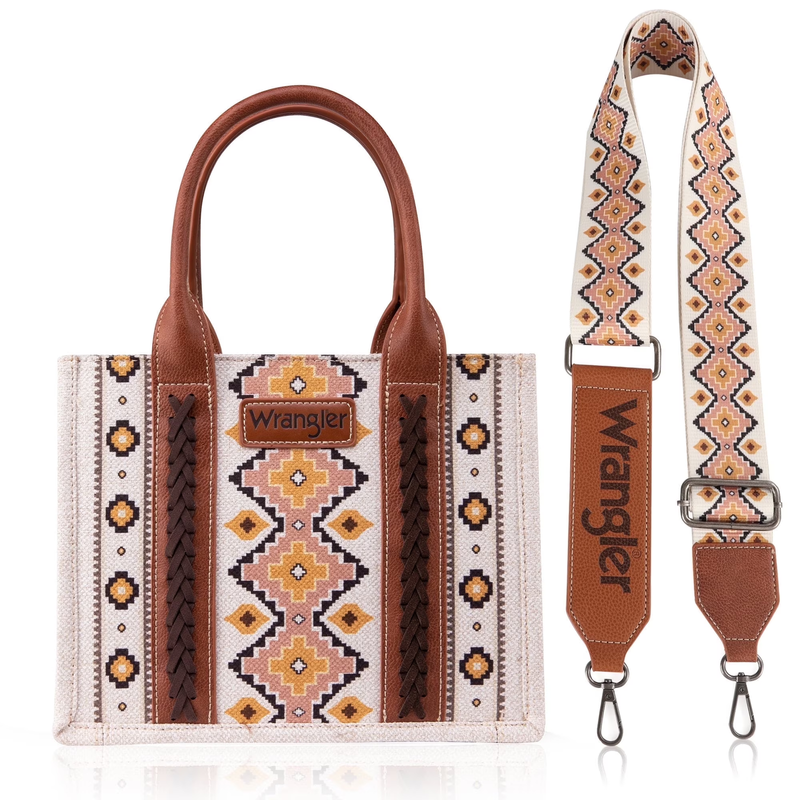 Wrangler Aztec Tote Bag for Women Boho Shoulder Purses and Handbags, Coffee7